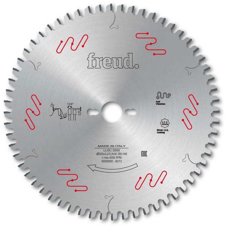Lame gouge pour panneaux revêtus deux faces FREUD - Ø250 3,4/2,4 AL30 Z54 double gouge - F03FS09537 -LU3C 0204 - Imagen 2