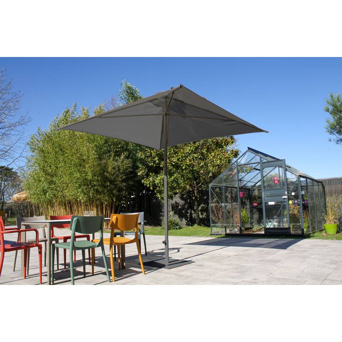 Dcb Garden - Parasol Ouverture Push-Up "Eolo" 250cm Gris Anthracite - Image 5