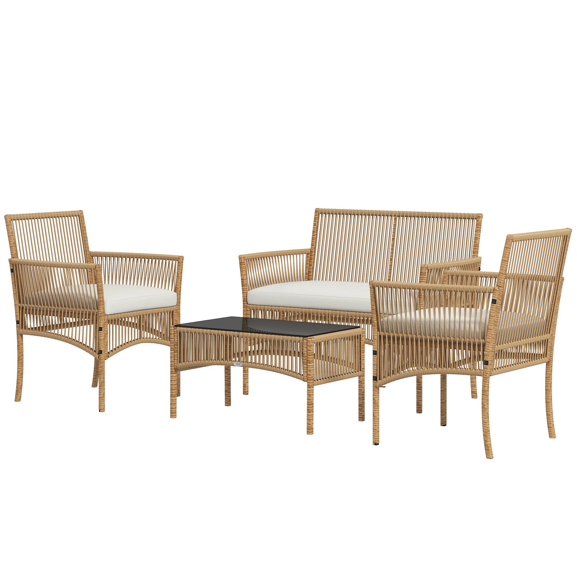 ComfortXL - Salon de jardin 4 places résine effet corde terrasse ensemble complet naturel - ComfortXL Outdoor Living - Image 2
