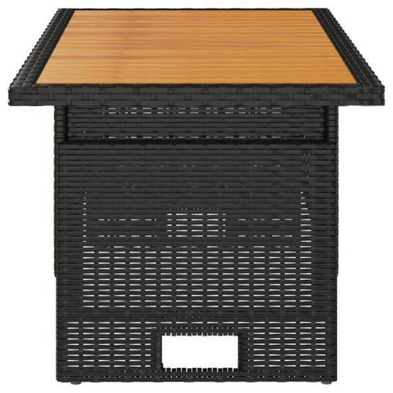 PANGIVO - Table de jardin noir acacia et résine tressée 100 x 50 x 43/63 cm - PANGIVO - Image 4