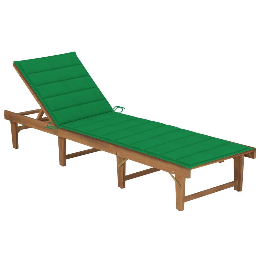 Vidaxl - Chaise longue pliable avec coussin Bois d'acacia solide vidaXL 3064169 - Image 1