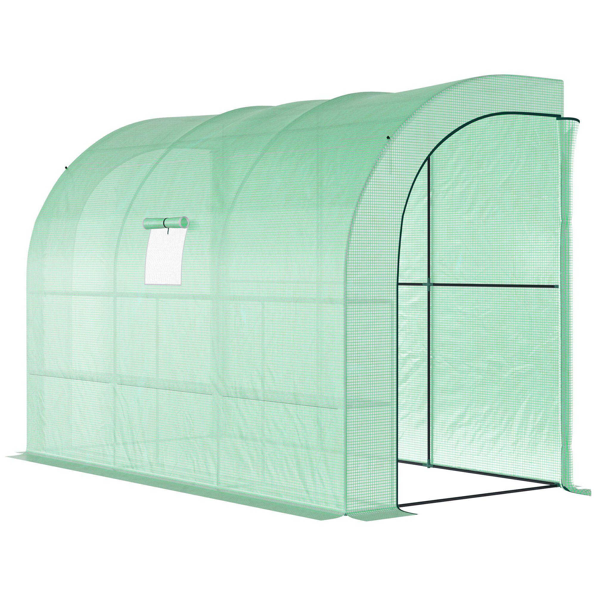 Serre adossée acier jardin avec étagères 300x150x213cm vert - ComfortXL Outdoor Living - Image 2