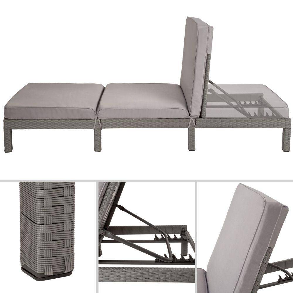 Helloshop26 - Bain de soleil transat meuble jardin 5 positions gris - Imagen 2
