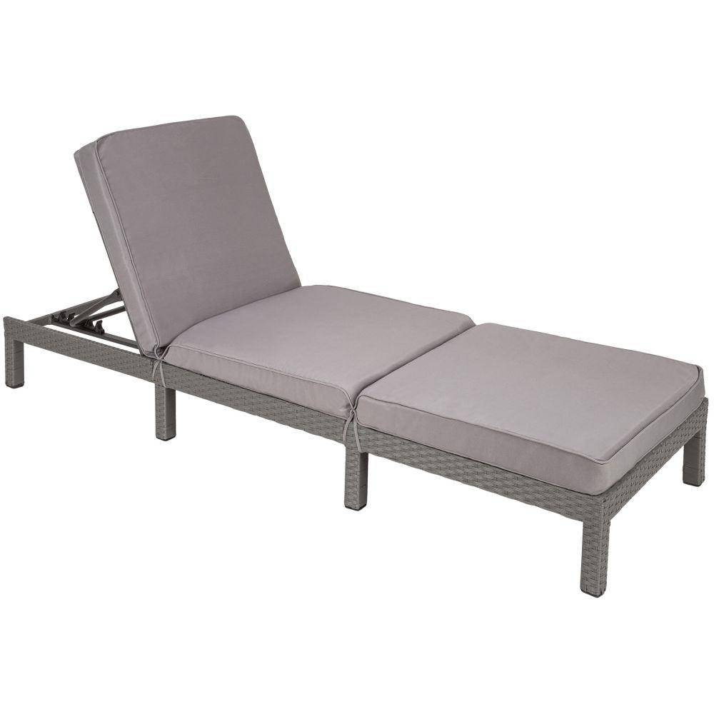 Helloshop26 - Bain de soleil transat meuble jardin 5 positions gris - Imagen 1