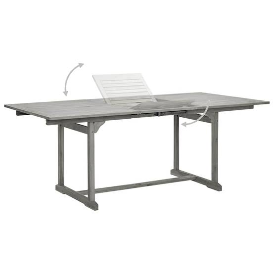 Table à dîner de jardin bois d'acacia massif gris 150-200 x 100 x 75 cm - PANGIVO - Image 4