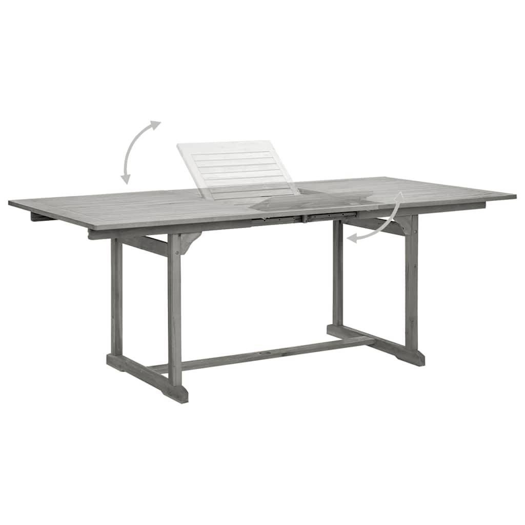 Table à dîner de jardin bois d'acacia massif gris 150-200 x 100 x 75 cm - PANGIVO - Image 4