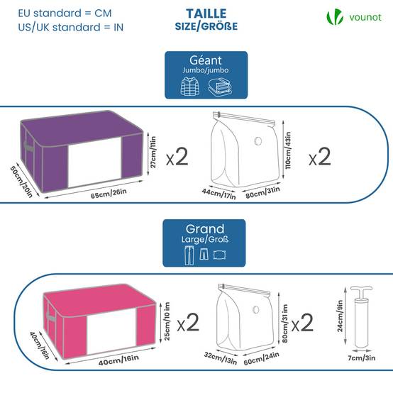 Housse de rangement sous vide grande capacite avec pompe Lot de 9 pcs - Image 2