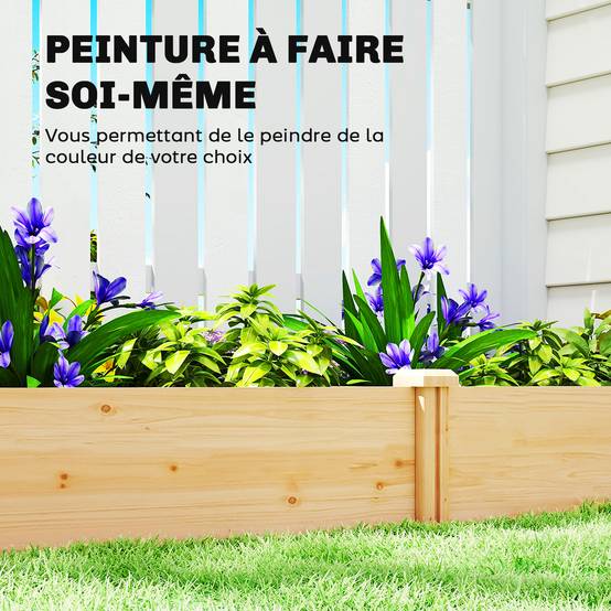 Maison Chic - Carré Potager de jardin en Bois massif, Jardinière Surélevé avec séparateur, 235x121x26 cm, effet Bois Naturel - Image 7