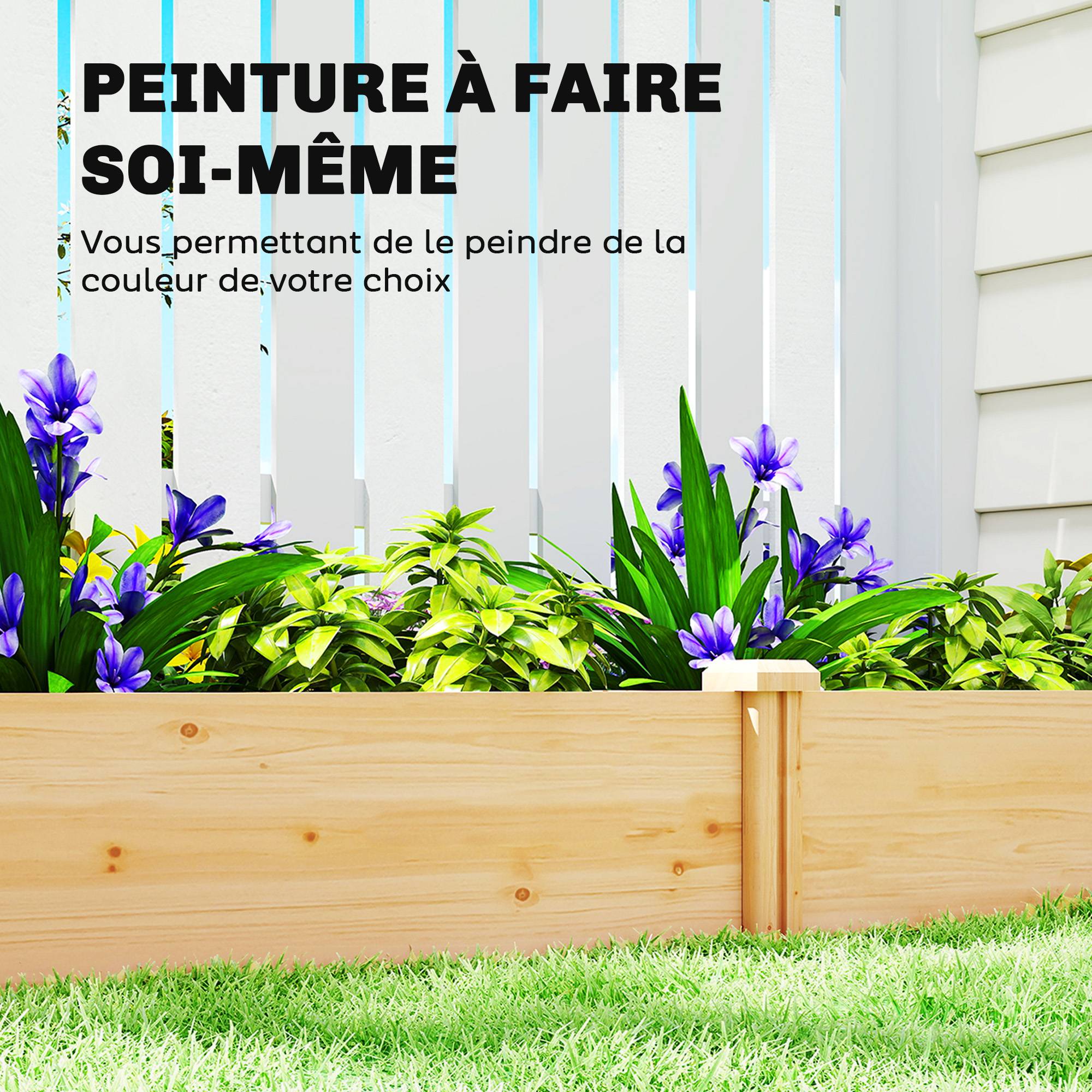 Maison Chic - Carré Potager de jardin en Bois massif, Jardinière Surélevé avec séparateur, 235x121x26 cm, effet Bois Naturel - Image 7