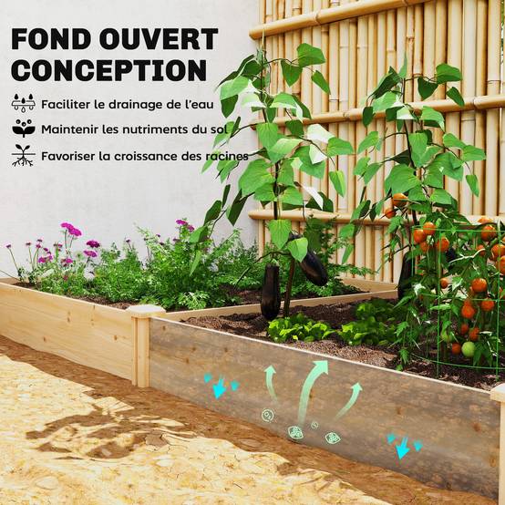 Maison Chic - Carré Potager de jardin en Bois massif, Jardinière Surélevé avec séparateur, 235x121x26 cm, effet Bois Naturel - Image 6