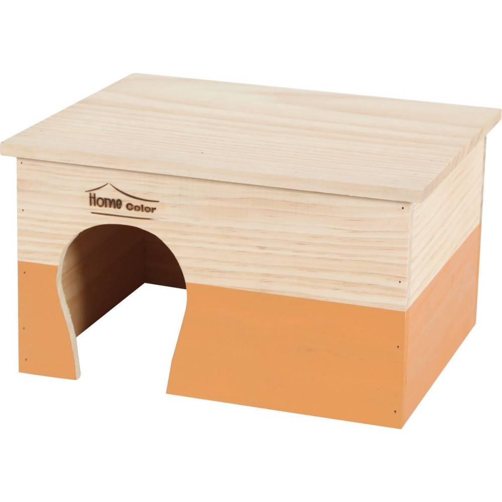 animallparadise - Maison en bois rectangulaire, caramel, 35 x 27.5 x 20 cm pour rongeur - Imagen 5