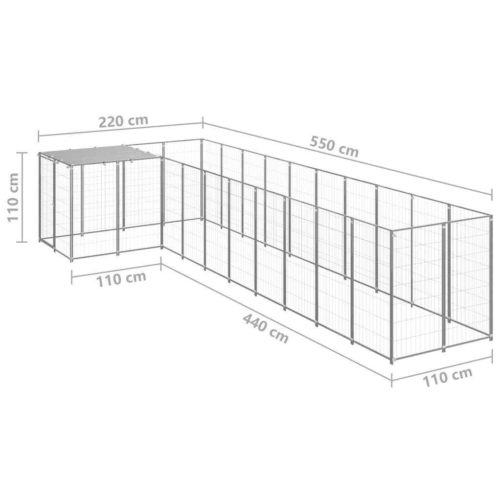 Helloshop26 - Chenil extérieur cage enclos parc animaux chien argenté 7,26 m² acier - Imagen 2