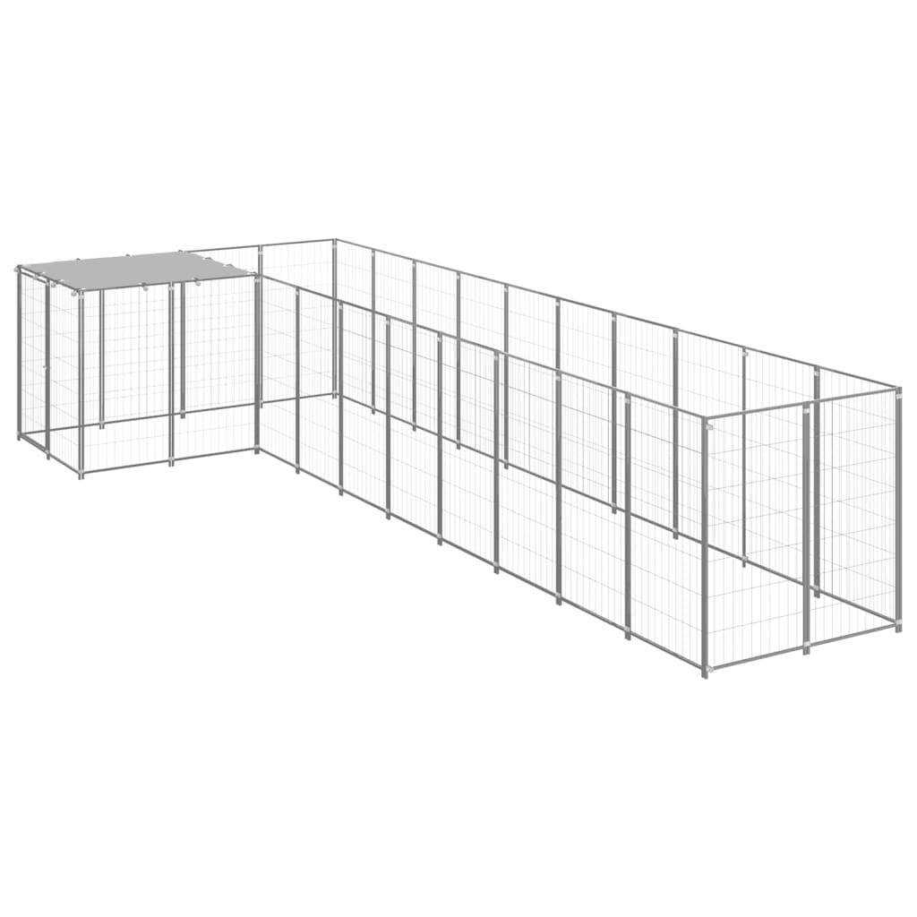 Helloshop26 - Chenil extérieur cage enclos parc animaux chien argenté 7,26 m² acier - Imagen 1