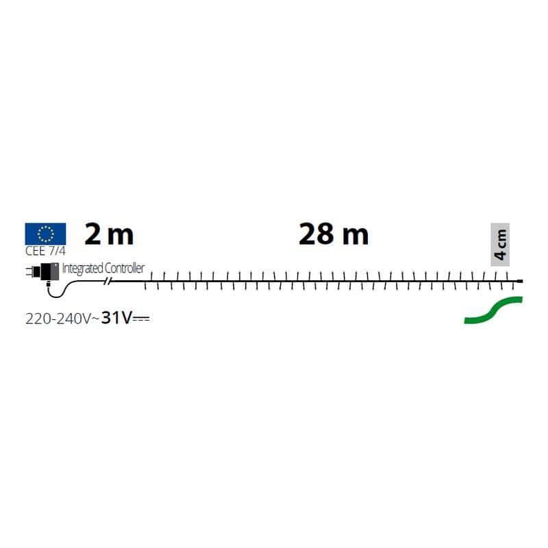 Guirlande led 28M 700 LED multicolore 8 jeux de lumière mémoire câble vert extérieur Lotti - Image 2