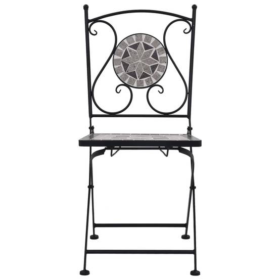 Mobilier de bistro 3 pcs | Mobilier d'extérieur mosaïque Carreaux céramiques Gris Maison Chic - Image 8