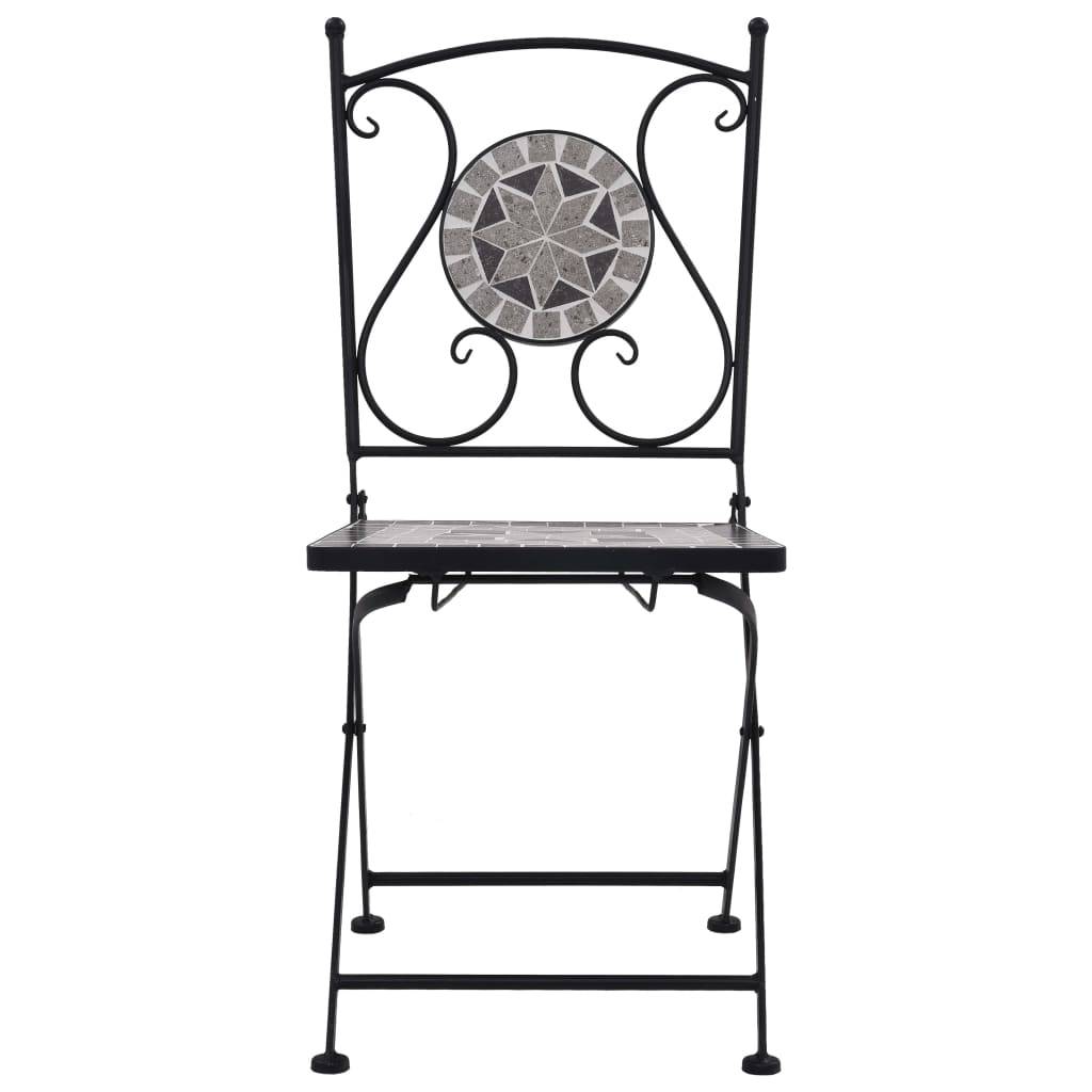 Mobilier de bistro 3 pcs | Mobilier d'extérieur mosaïque Carreaux céramiques Gris Maison Chic - Image 8
