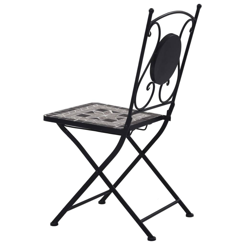 Mobilier de bistro 3 pcs | Mobilier d'extérieur mosaïque Carreaux céramiques Gris Maison Chic - Image 9