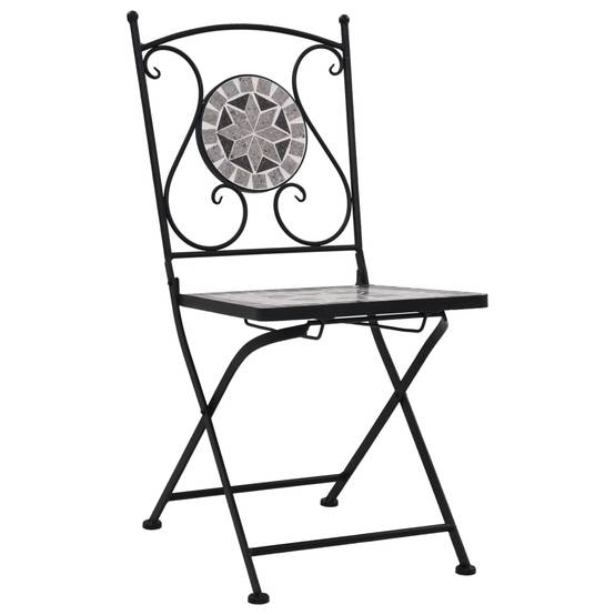 Mobilier de bistro 3 pcs | Mobilier d'extérieur mosaïque Carreaux céramiques Gris Maison Chic - Image 4