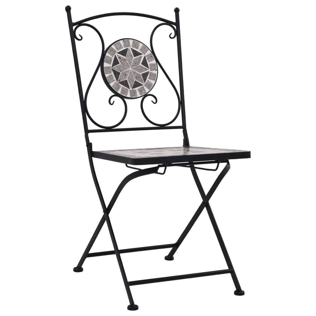 Mobilier de bistro 3 pcs | Mobilier d'extérieur mosaïque Carreaux céramiques Gris Maison Chic - Image 4
