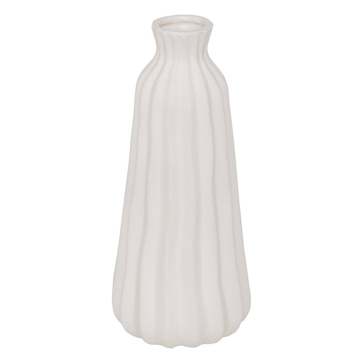 Atmosphera - Vase strié "Fernan" céramique blanc H30cm - Atmosphera Créateur d'intérieur - Image 2