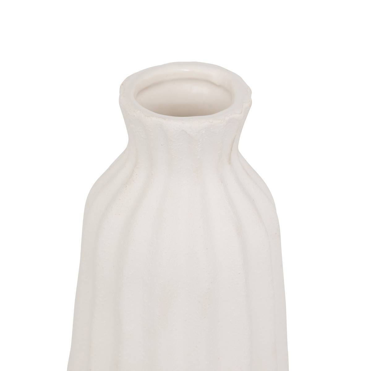 Atmosphera - Vase strié "Fernan" céramique blanc H30cm - Atmosphera Créateur d'intérieur - Image 3