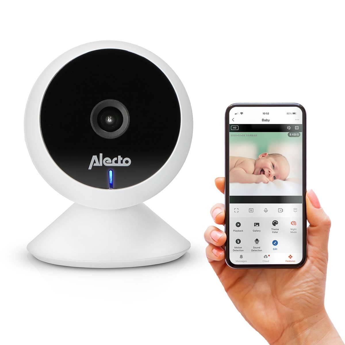 Babyphone avec caméra et Wi-Fi / WLAN Vision Nocturne Audio 2 Voies Détection Mouvement Caméra de surveillance Alecto - Image 1