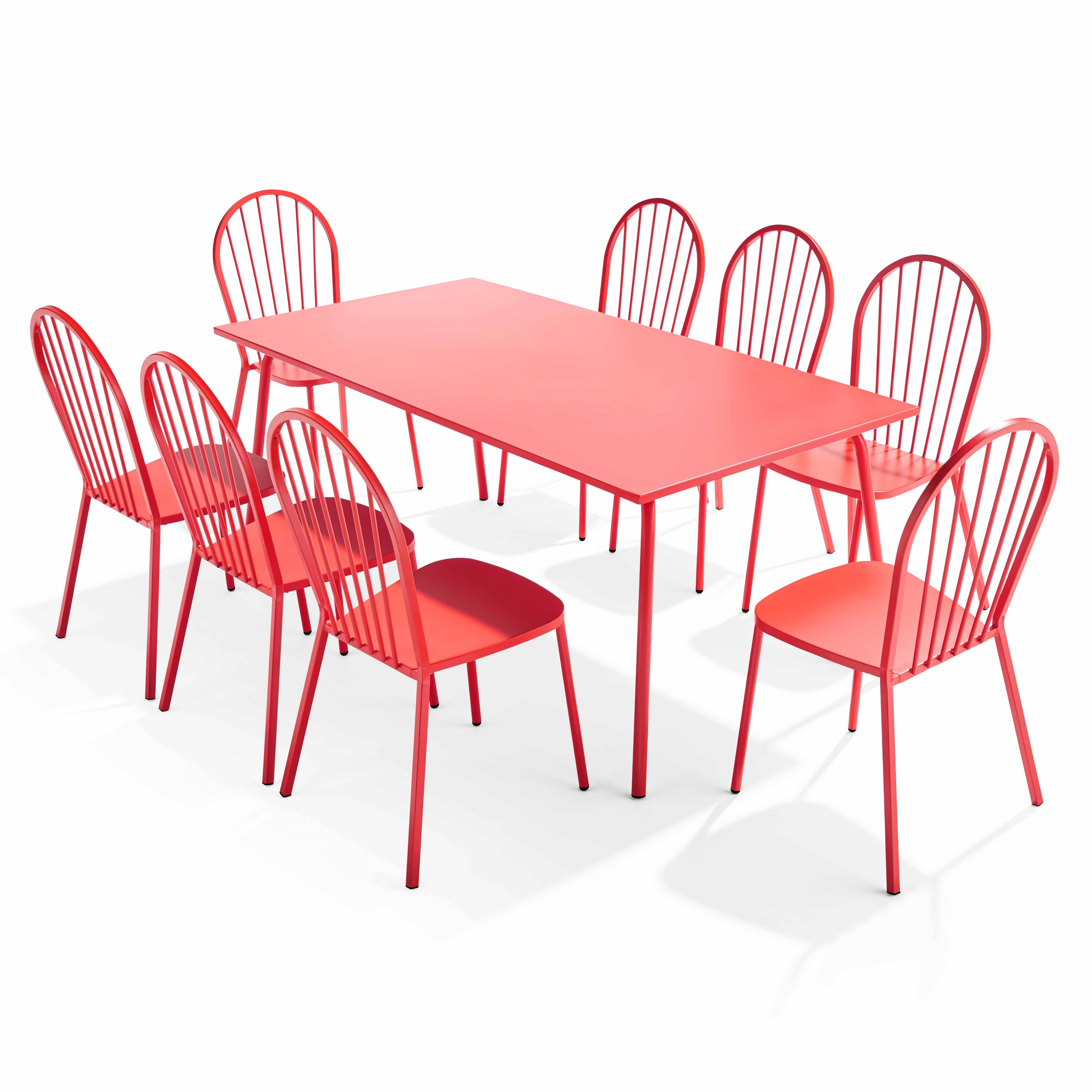 Oviala - Ensemble table de jardin et 8 chaises bistrot en acier rouge Palavas - Oviala - Imagen 1