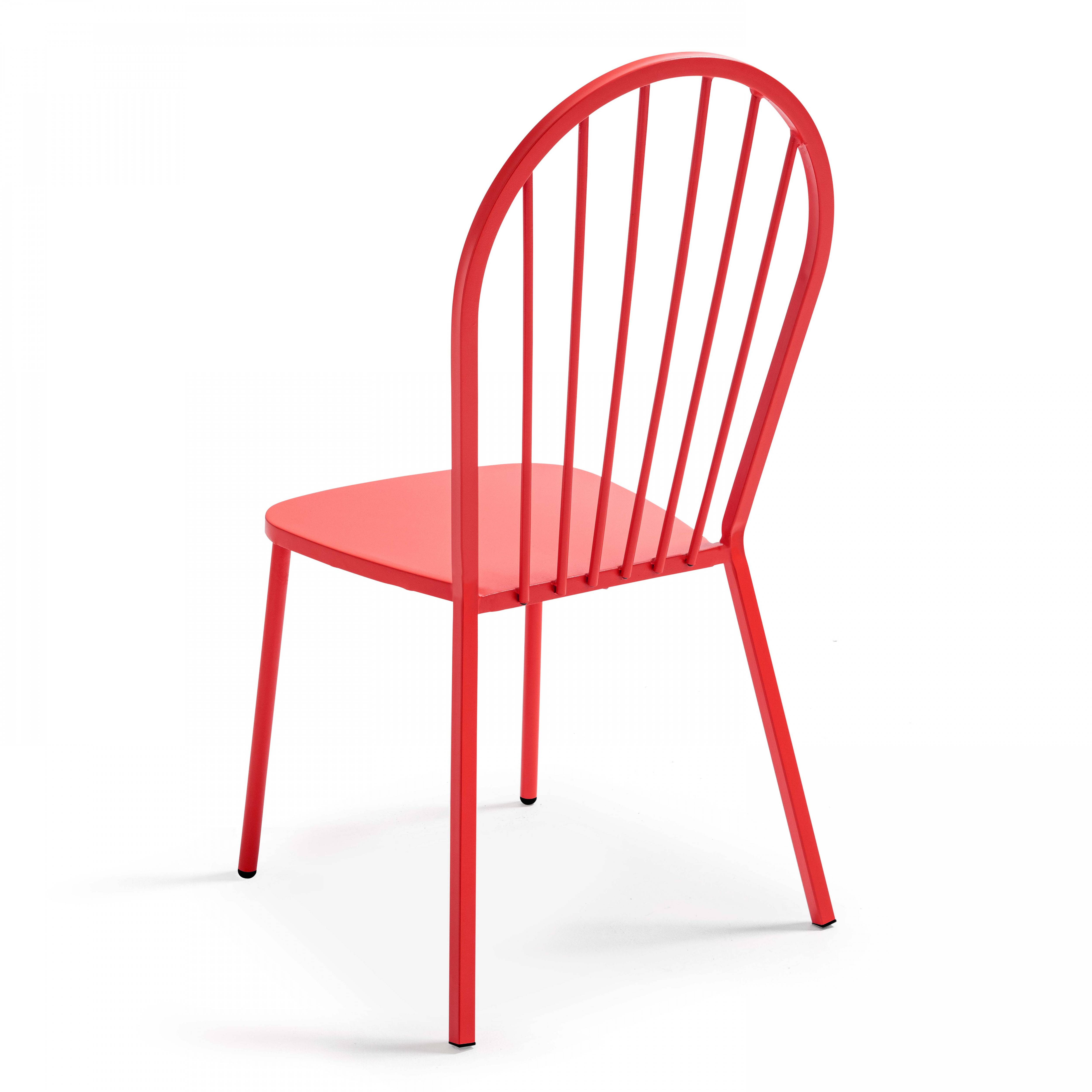 Oviala - Ensemble table de jardin et 8 chaises bistrot en acier rouge Palavas - Oviala - Imagen 6