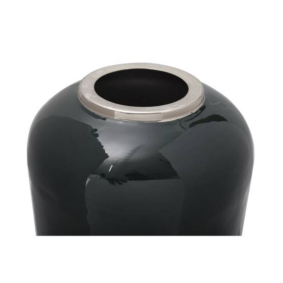 Vase Rond Déco "Somyu" 48cm Vert & Argent - Image 2