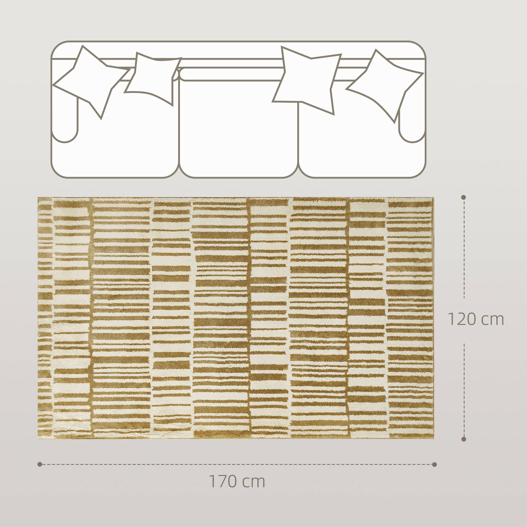 Sans Marque - Tapis salon 170x120 cm lavable machine poils courts style moderne crème salon chambre - Image 5