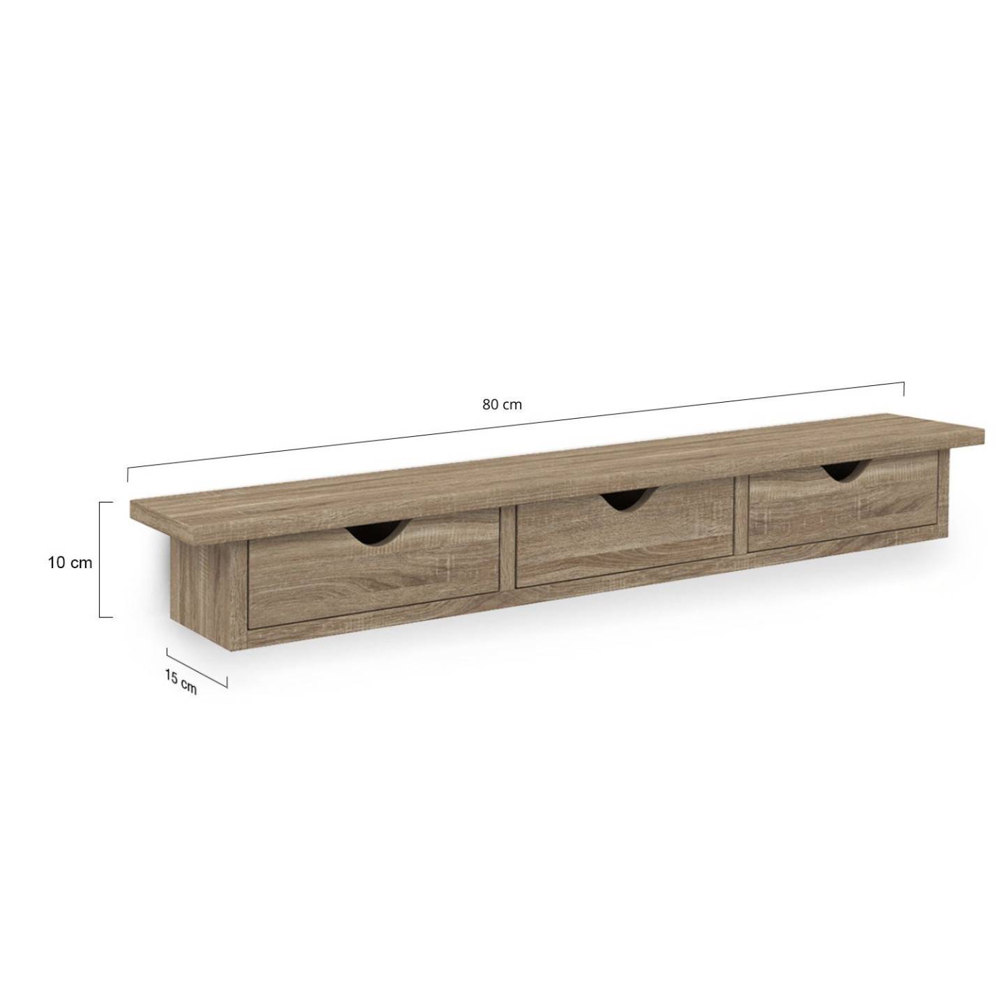 IDMARKET - Etagère murale console d'entrée LISE 3 tiroirs façon hêtre - Image 5