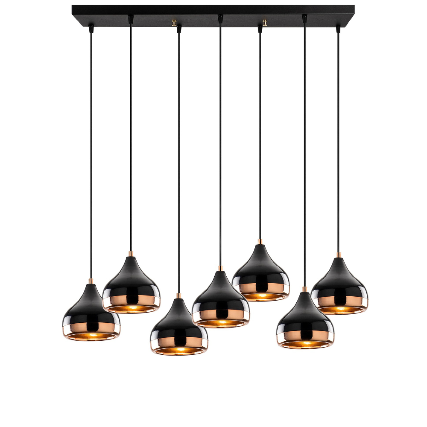 Concept Usine - Suspension filaire noire et cuivrée 7 lampes MAYA - Image 1