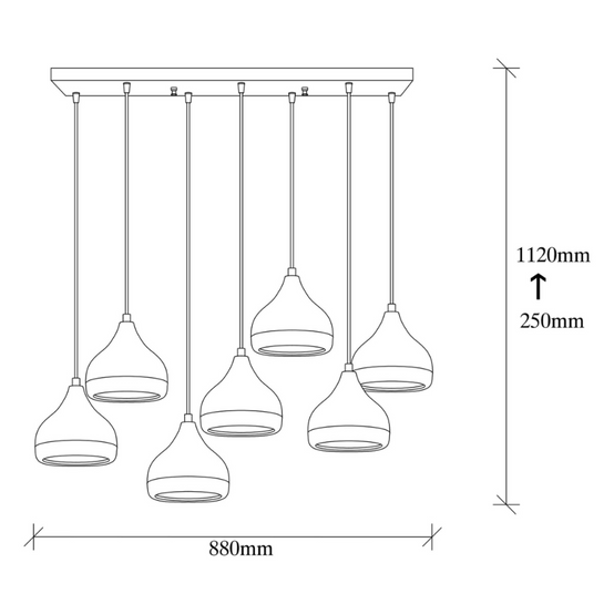 Concept Usine - Suspension filaire noire et cuivrée 7 lampes MAYA - Image 5
