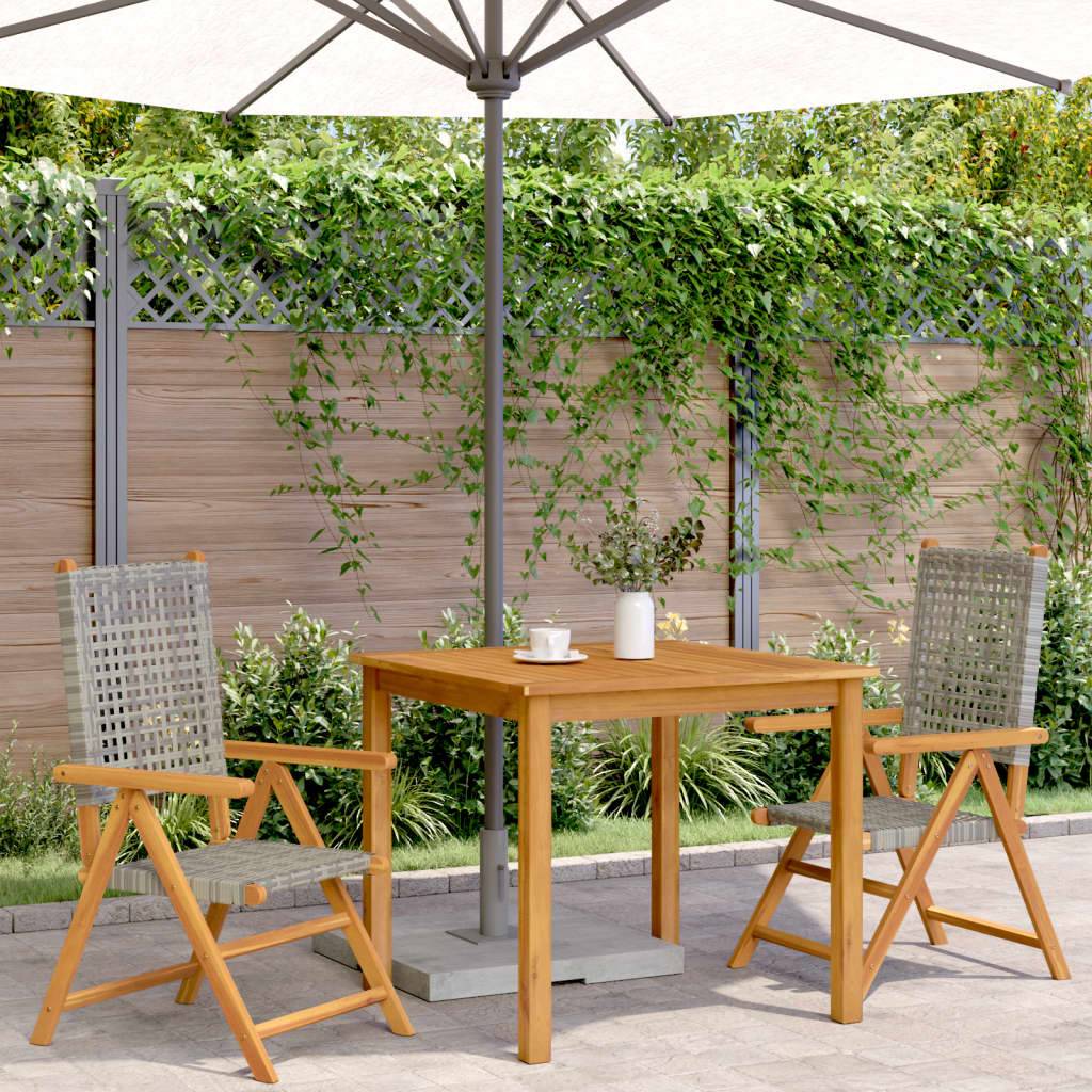 Chaises de jardin lot de 2 gris bois massif d'acacia et rotin 57 x 70 x 109 cm - PANGIVO - Image 3
