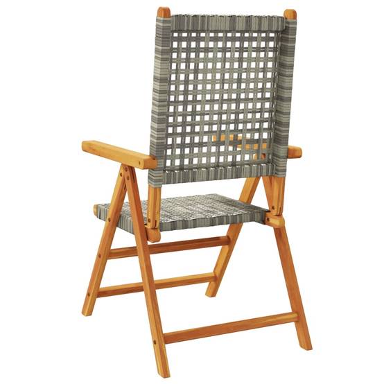 Chaises de jardin lot de 2 gris bois massif d'acacia et rotin 57 x 70 x 109 cm - PANGIVO - Image 7