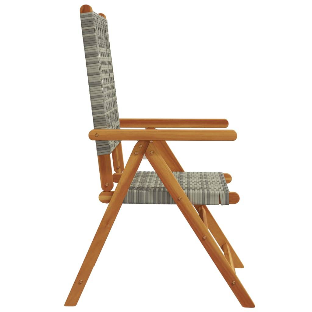 Chaises de jardin lot de 2 gris bois massif d'acacia et rotin 57 x 70 x 109 cm - PANGIVO - Image 6
