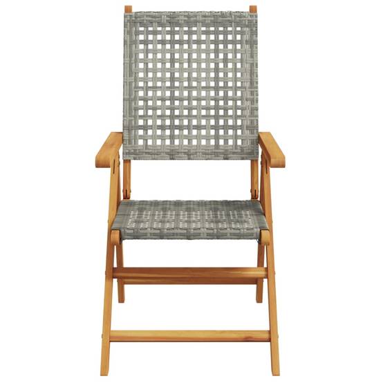 Chaises de jardin lot de 2 gris bois massif d'acacia et rotin 57 x 70 x 109 cm - PANGIVO - Image 5