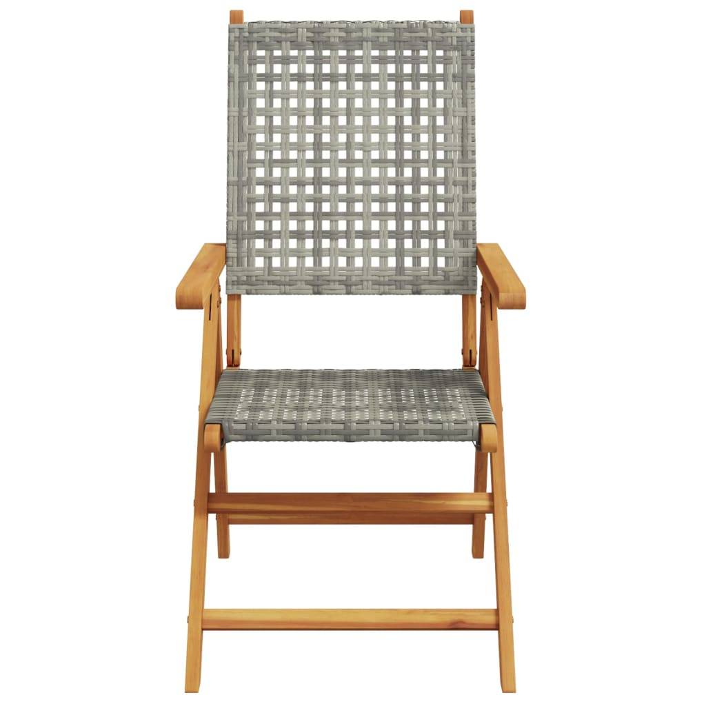 Chaises de jardin lot de 2 gris bois massif d'acacia et rotin 57 x 70 x 109 cm - PANGIVO - Image 5