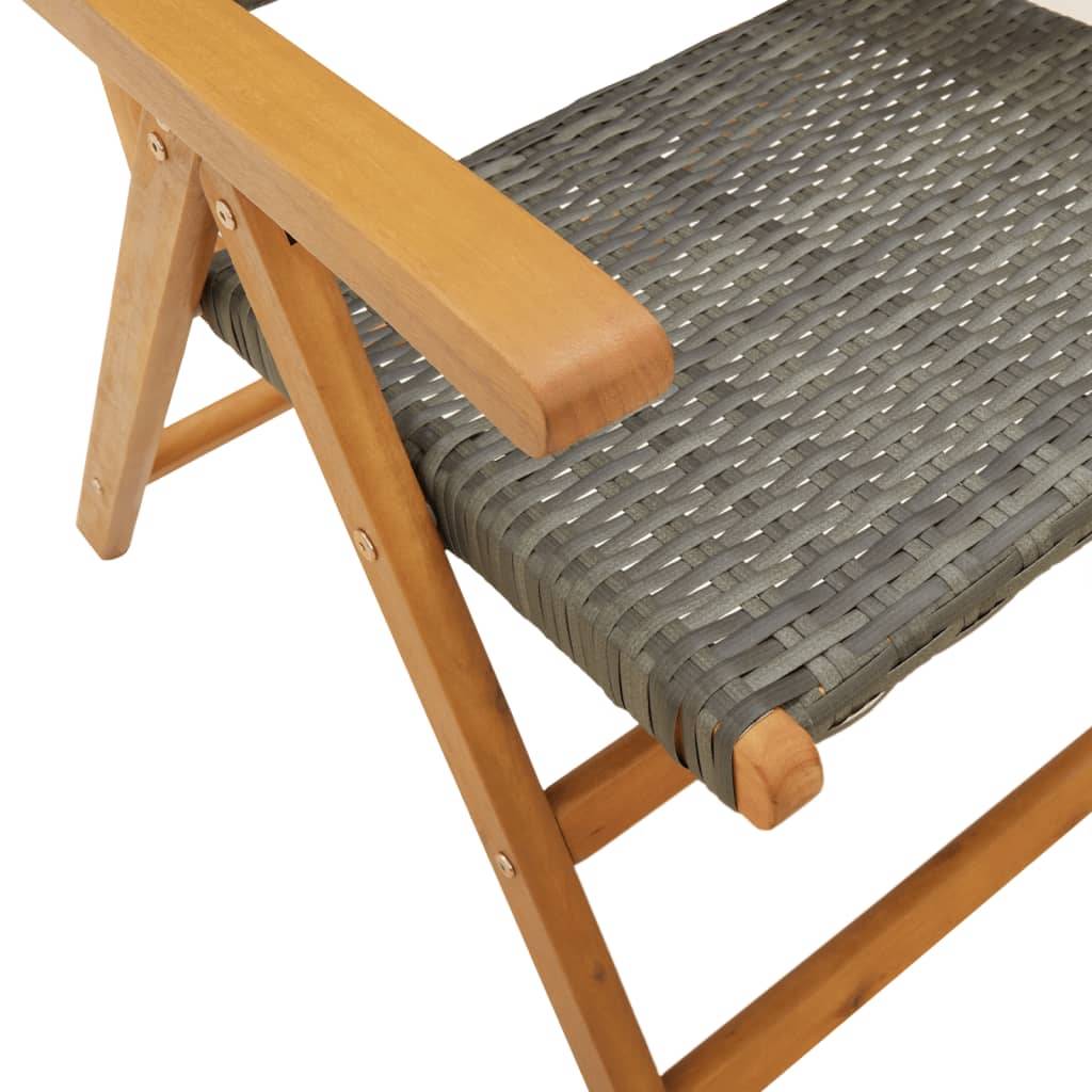 Chaises de jardin lot de 2 gris bois massif d'acacia et rotin 57 x 70 x 109 cm - PANGIVO - Image 10