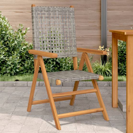 Chaises de jardin lot de 2 gris bois massif d'acacia et rotin 57 x 70 x 109 cm - PANGIVO - Image 1