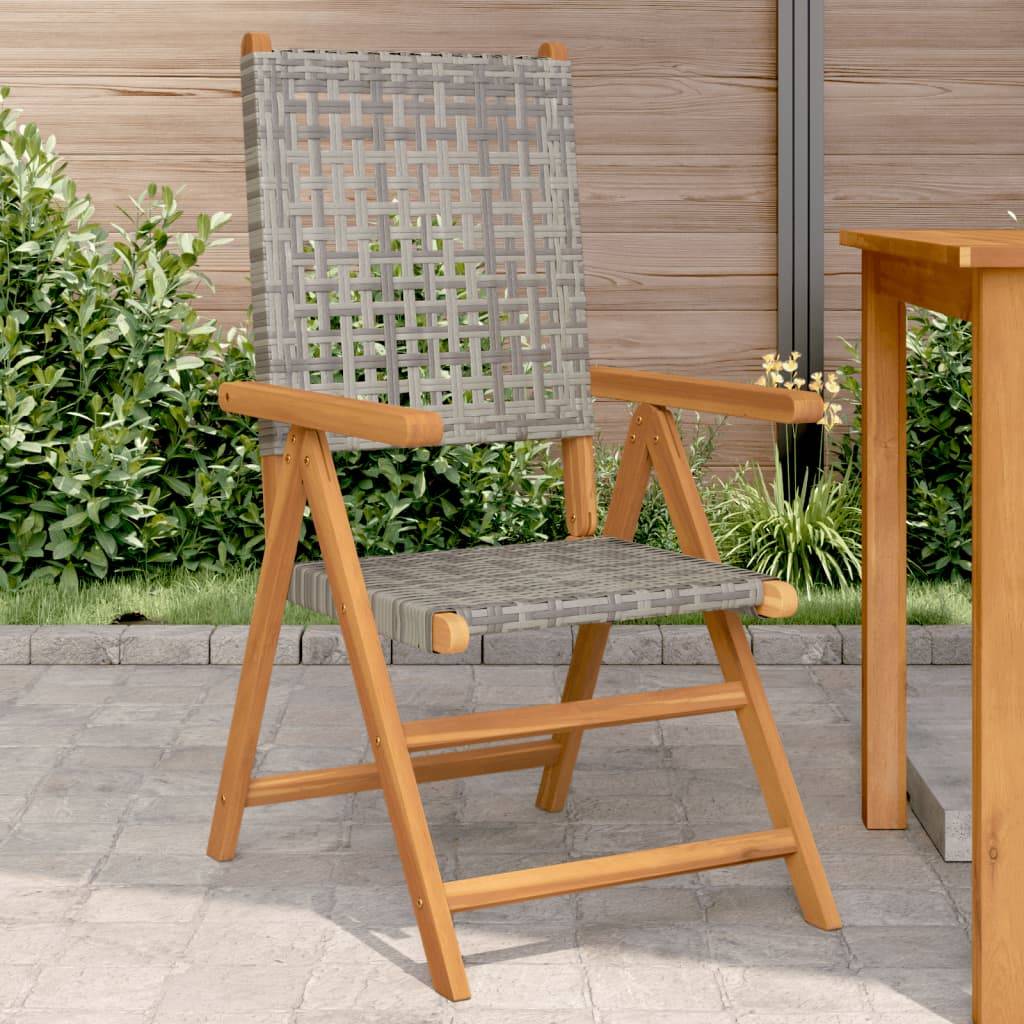 Chaises de jardin lot de 2 gris bois massif d'acacia et rotin 57 x 70 x 109 cm - PANGIVO - Image 1