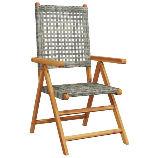 Chaises de jardin lot de 2 gris bois massif d'acacia et rotin 57 x 70 x 109 cm - PANGIVO - Image 4