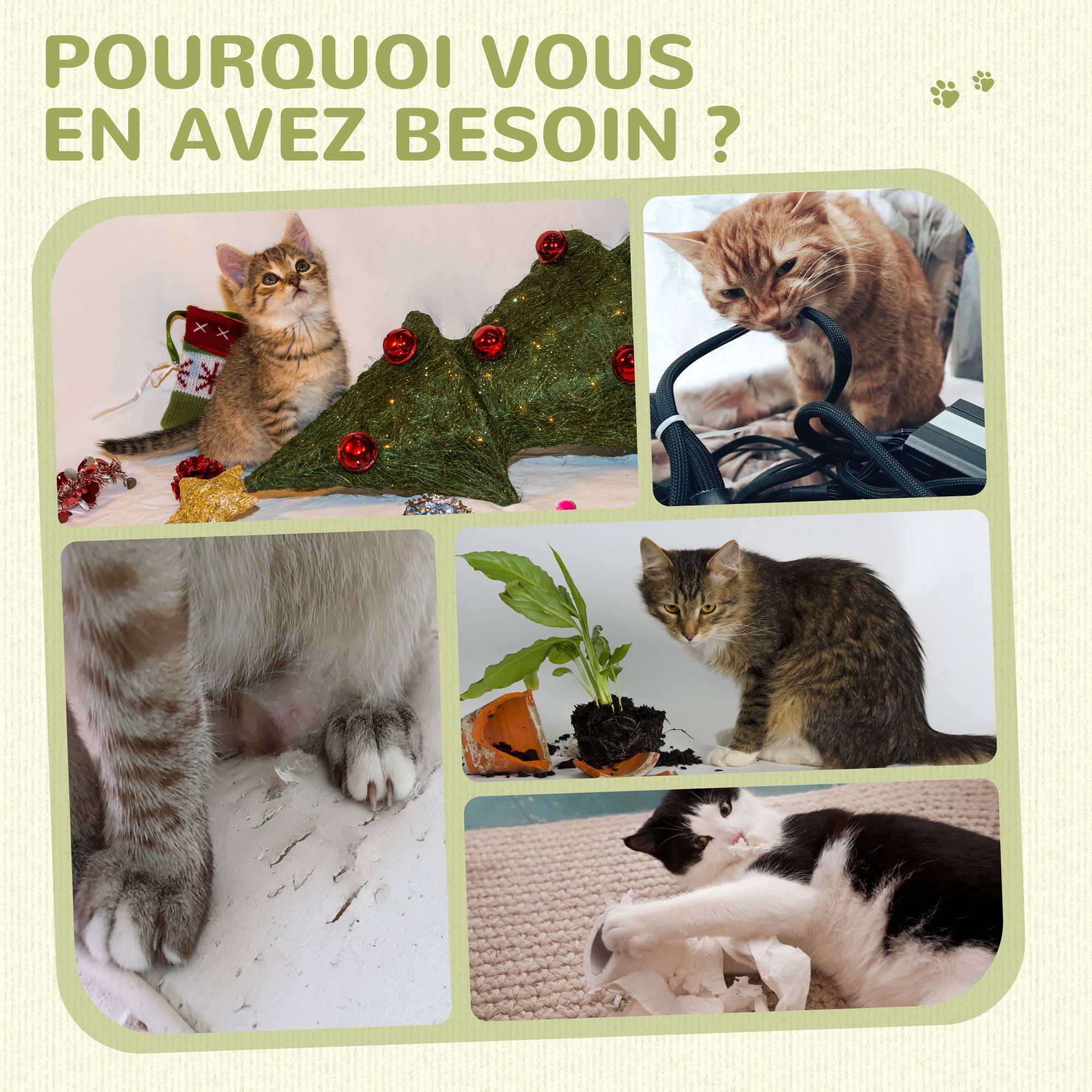 Poteau à gratter chat jute peluche balles jouet brosses toilettage 59x79cm beige - ComfortXL Outdoor Living - Image 8