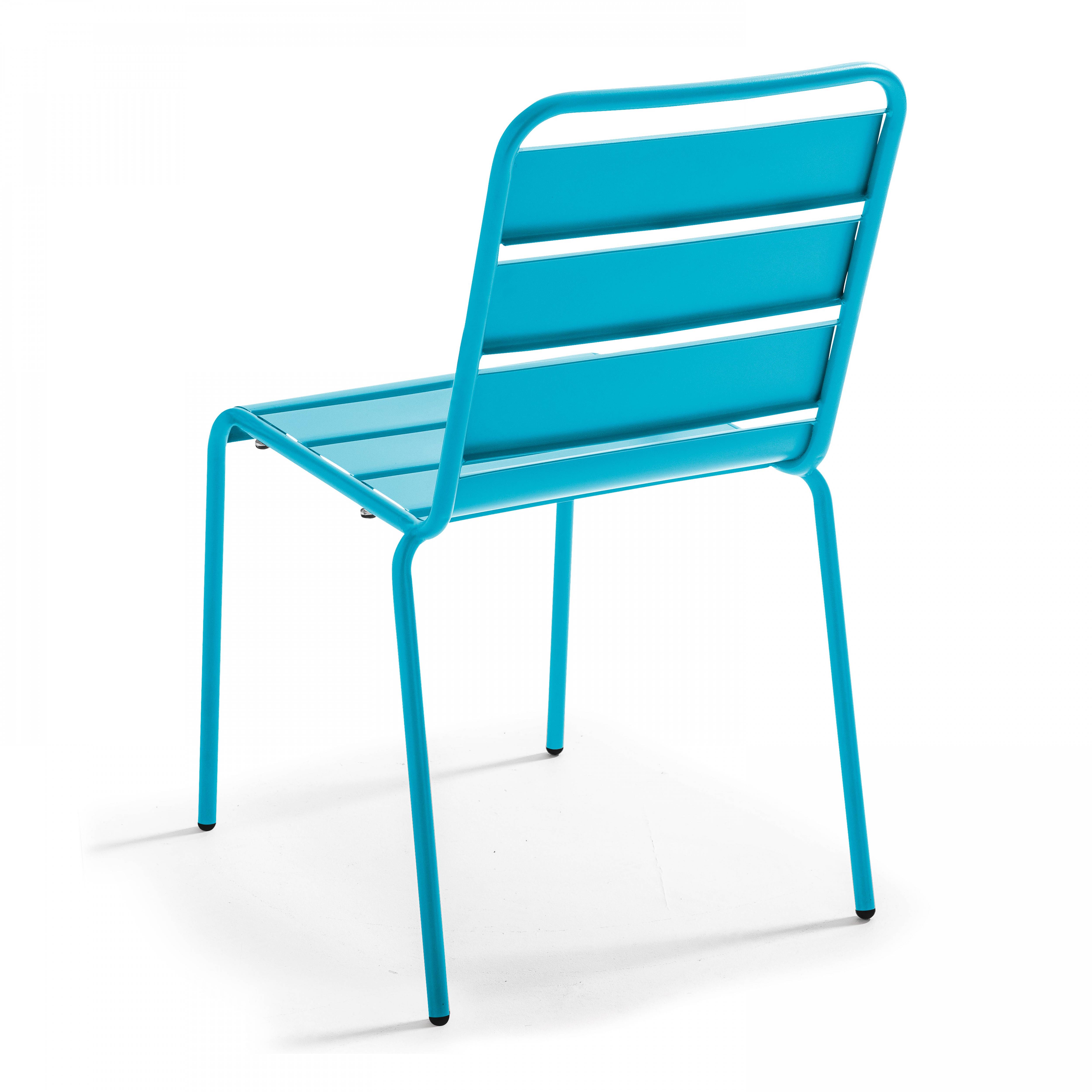 Oviala - Ensemble table de terrasse et 4 chaises en métal bleu Palavas - Oviala - Imagen 5