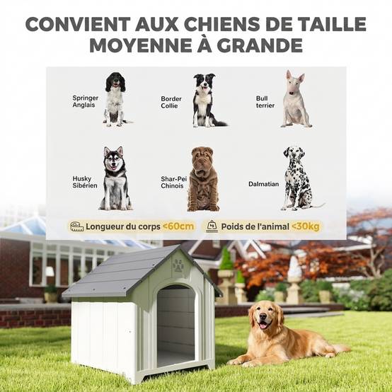 Niche extérieure pour chien polypropylène étanche, ventilée, plancher surélevé, gris clair - Image 7