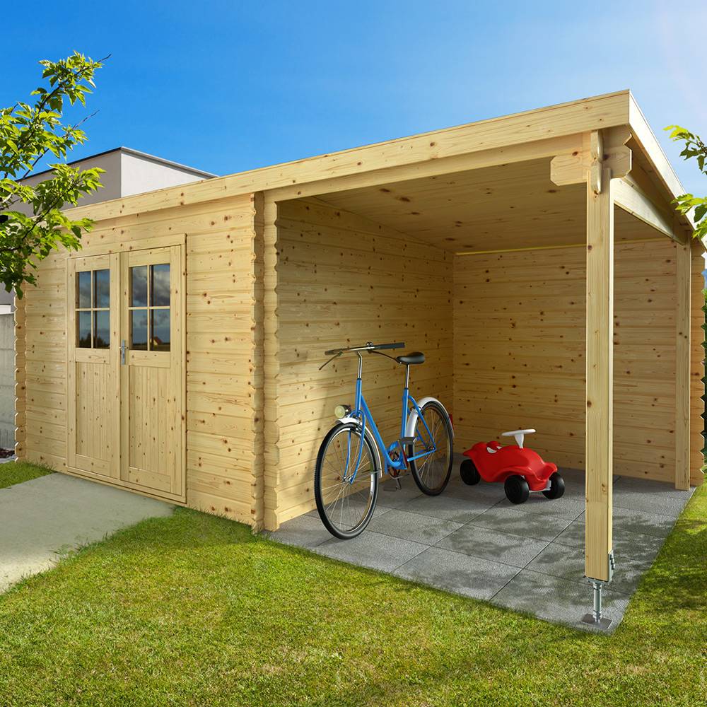 Eden Partenaire Jardin - Abri de jardin en bois mono pente de 7.5m² et auvent de 6m² - Image 3