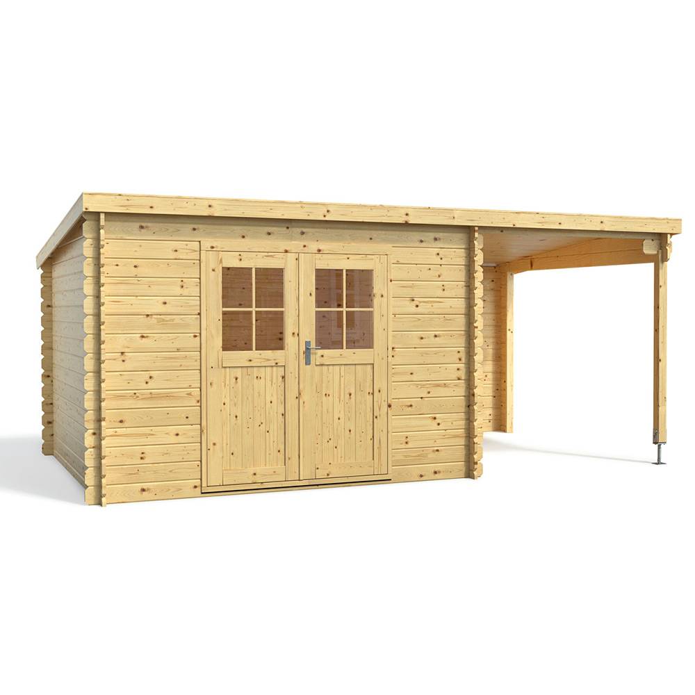 Eden Partenaire Jardin - Abri de jardin en bois mono pente de 7.5m² et auvent de 6m² - Image 2