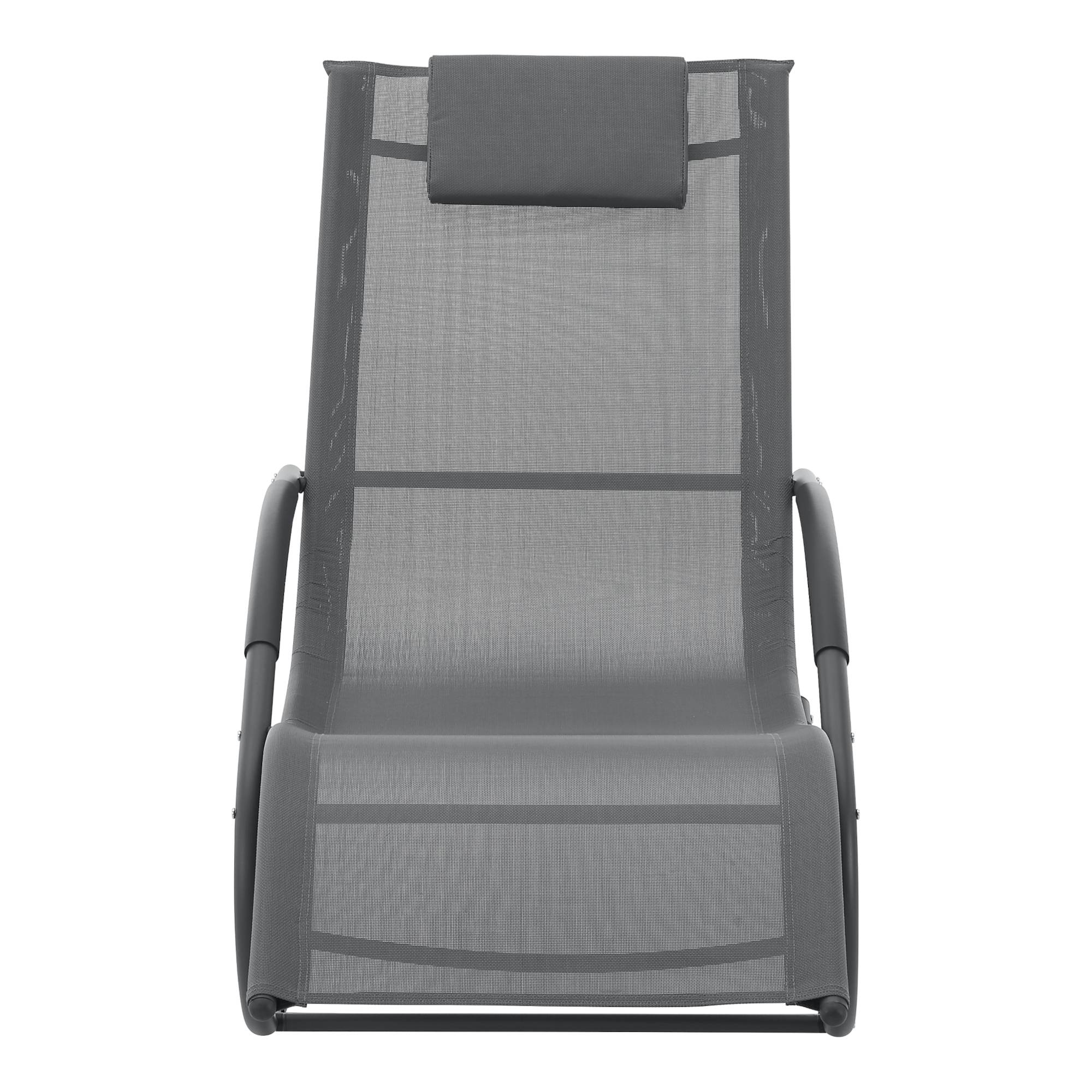 Tumbona Mecedora Tarent Acero Textil 174 x 63 x 88 cm Gris Oscuro [en.casa] - Imagen 4