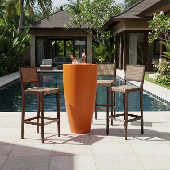Pot conique 3-en-1 table inox : jardinière, mange-debout et bac à glaçons - plast'up rotomoulage - Imagen 2