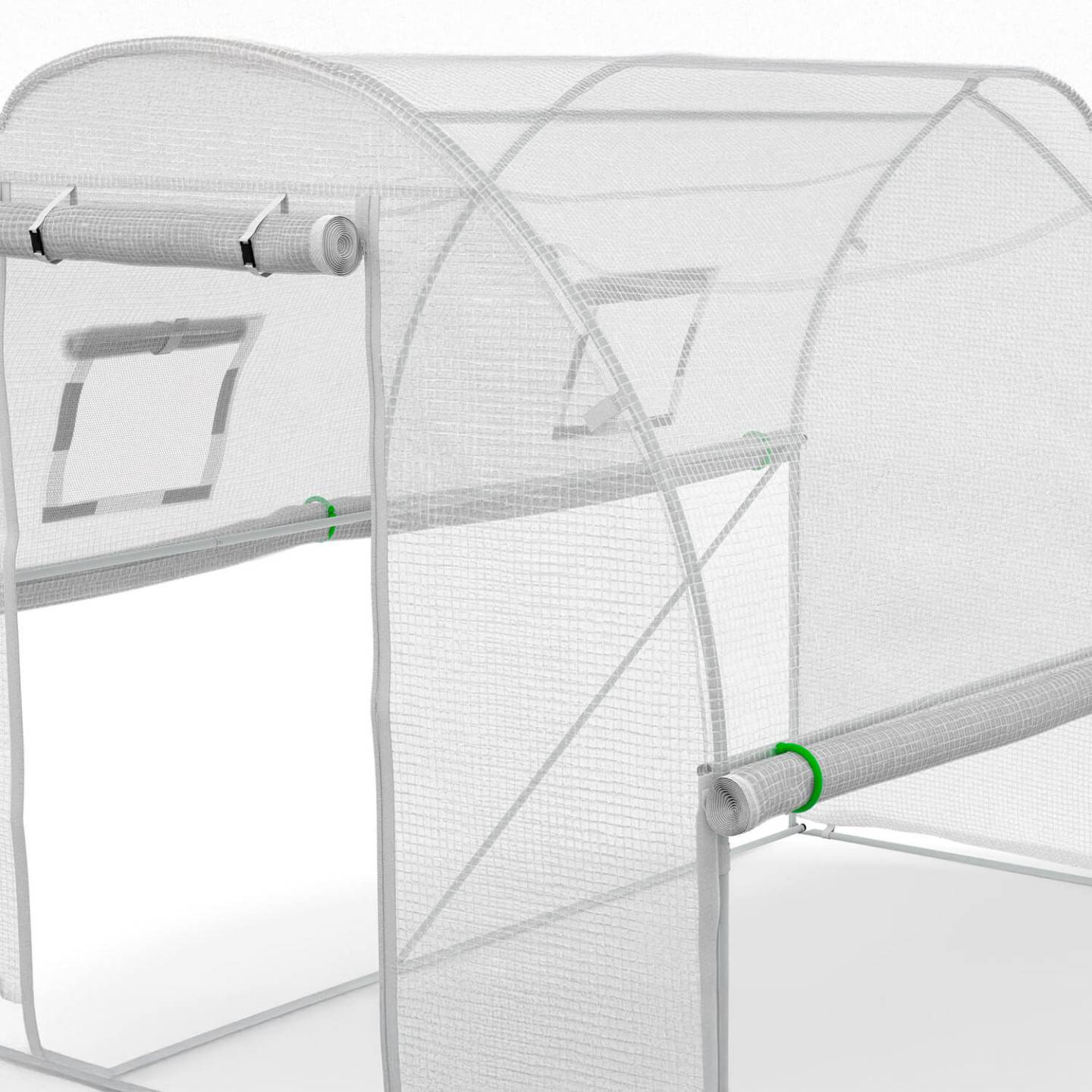 IDMARKET - Bâche de rechange pour serre de jardin tunnel 6m² 3 x 2 x 2 m anti-UV avec porte et fenêtres ROMA blanche toutes saisons - Image 4